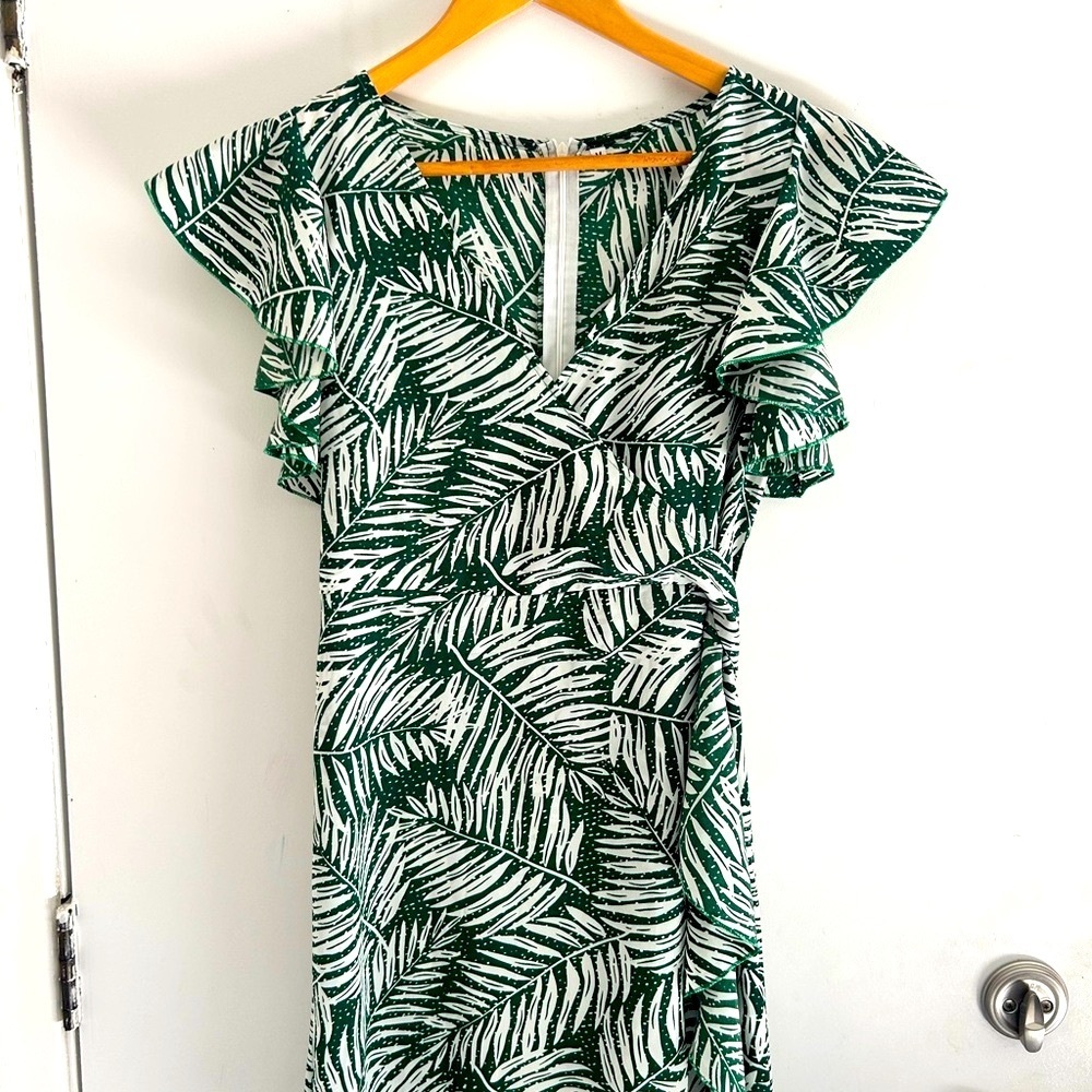 Green Leaf Print Women's Dress